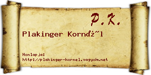 Plakinger Kornél névjegykártya